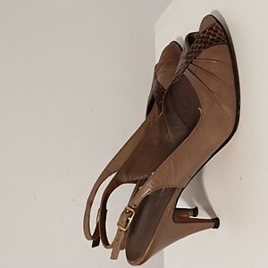 Vintage Thomas Wallace Leather Peep Toe Slingback Heel